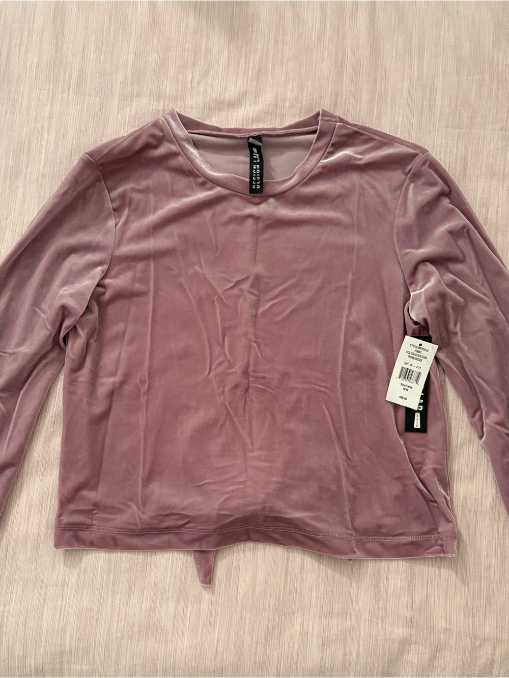 Design Lab Velvet Pink Long Sleeve Top